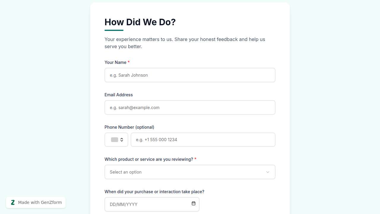 {"en":"Customer Satisfaction Survey Form Template"}