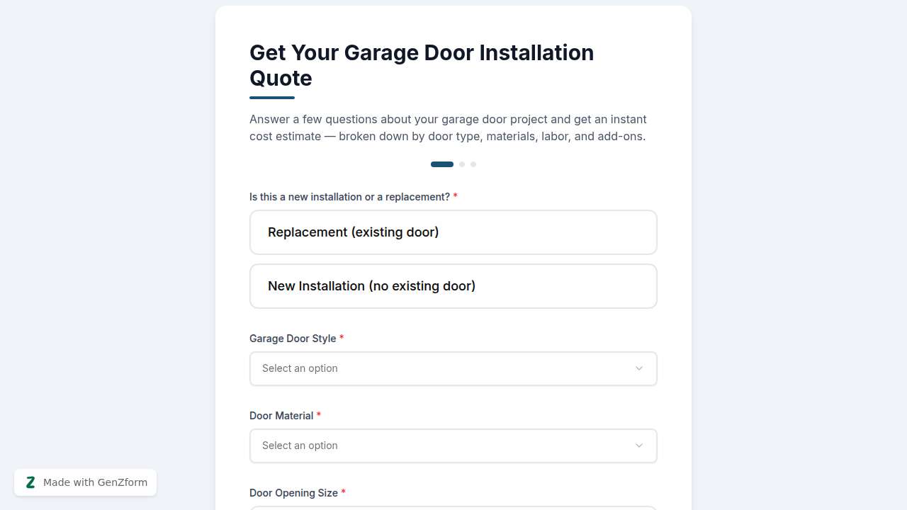 {"en":"Garage Door Installation Quote Calculator Template"}